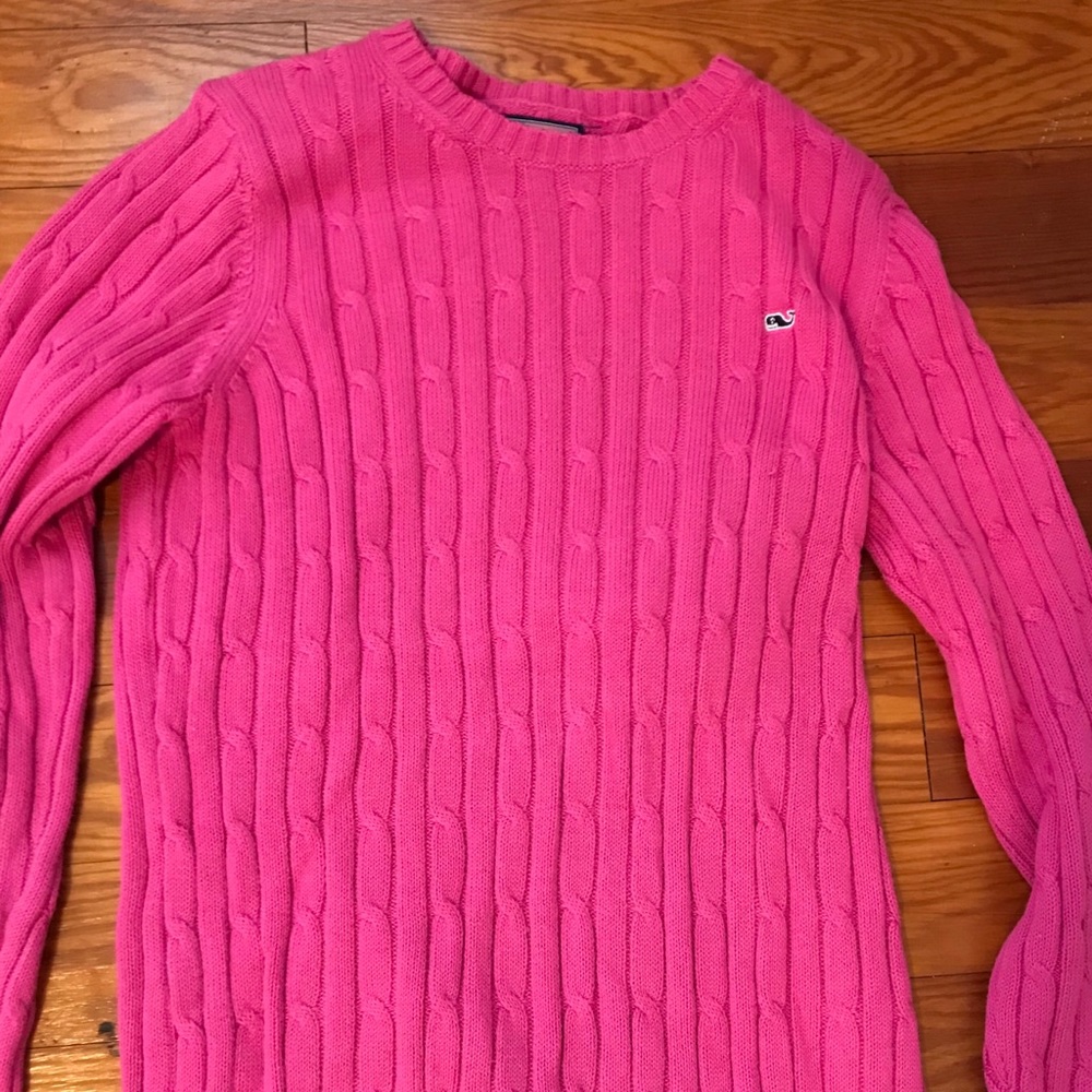 Pink Womens Vineyard Vines Cable Knit Med. Sweater